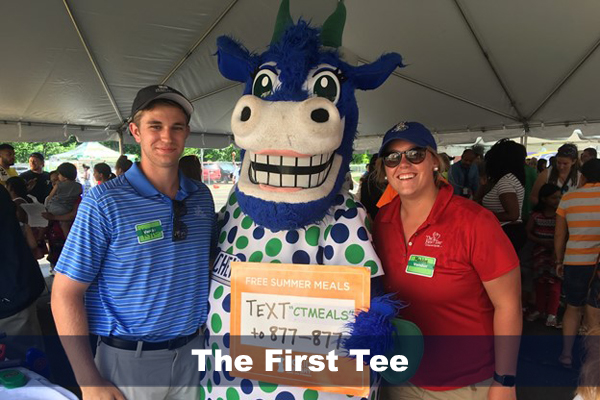 Sport management students during a summer internship at the first tee