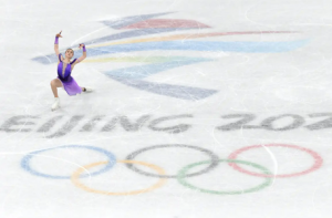 Vaileva on the ice at the Olympics.